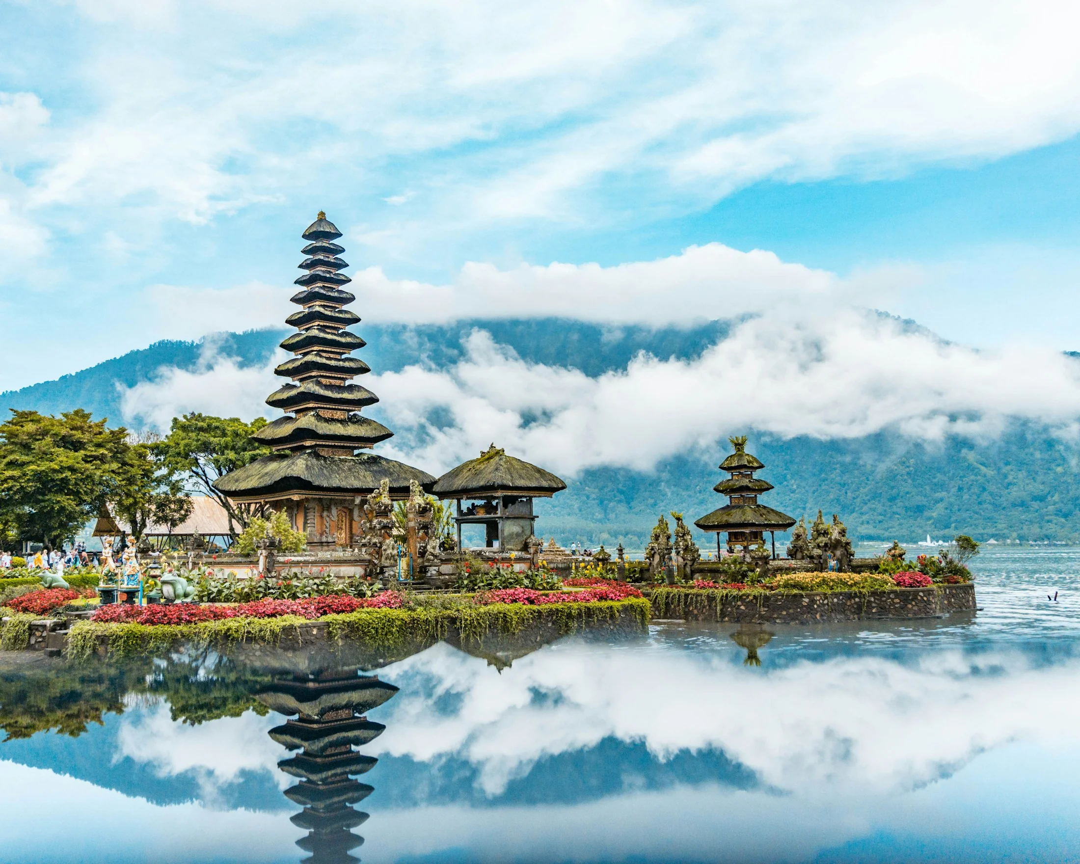 Ulun Danu Beratan Temple on the lake in Bali